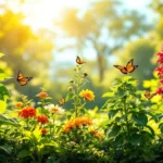גלה חמישה צמחים נבחרים לצד פרפרים צבעוניים בפינה שטופת שמש, המושלמת לכל עונה.